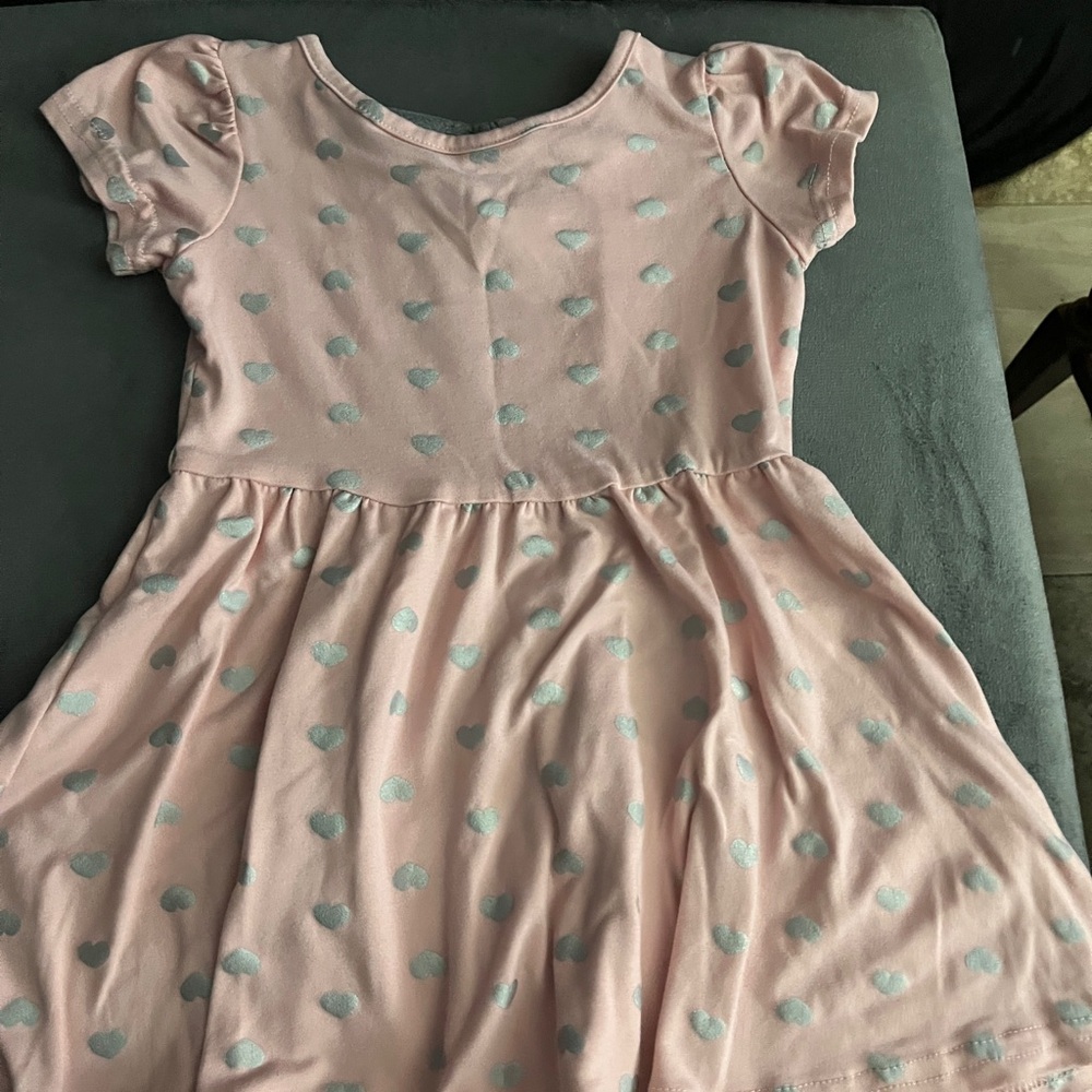 Pink Heart Patterned Kids Dress